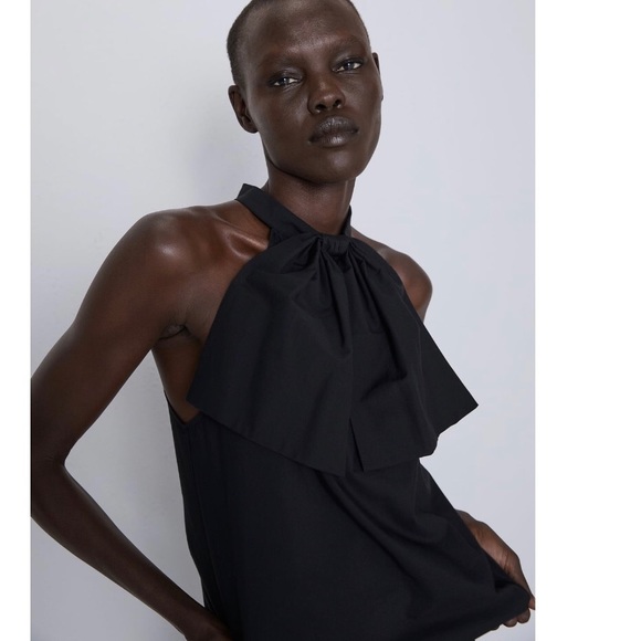 NEW!! Zara Poplin Top with Bow - Picture 2 of 11